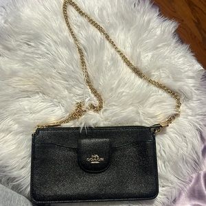 Black Coach Bag with Gold chain